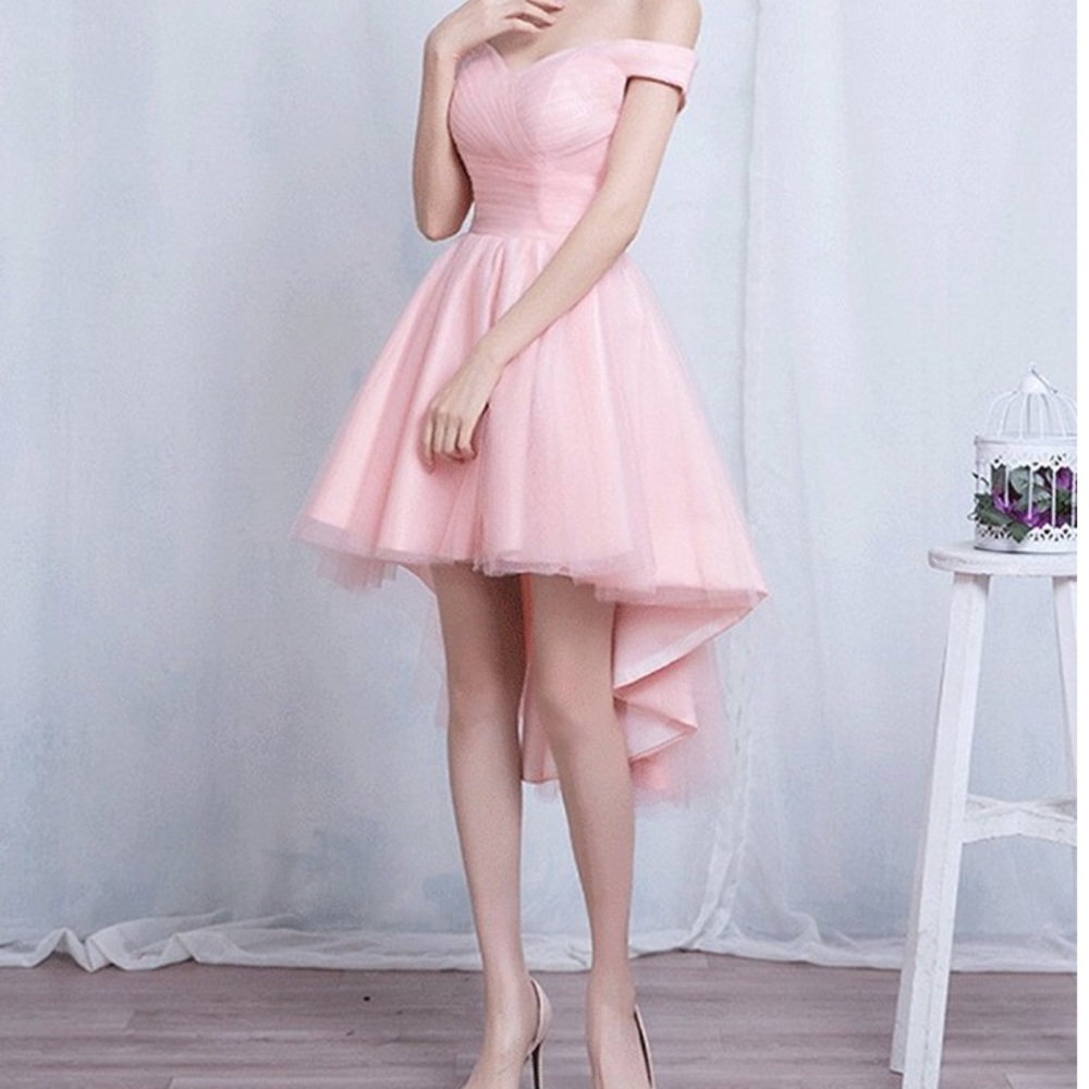 Off the Shoulder High Low Tulle Dress